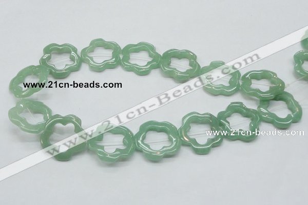 CFG34 15.5 inches 30mm carved flower green aventurine jade beads