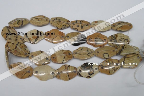 CFG340 22*30mm carved hexagon African leopard skin jasper beads