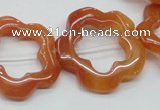 CFG35 15.5 inches 30mm carved flower red aventurine jade beads