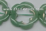 CFG40 15.5 inches 35mm carved flower green aventurine jade beads