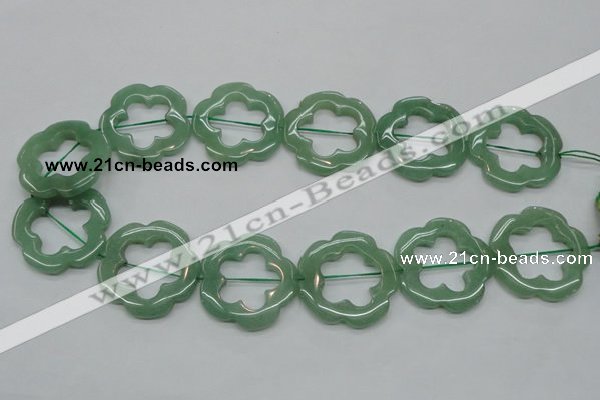 CFG40 15.5 inches 35mm carved flower green aventurine jade beads