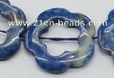 CFG41 15.5 inches 35mm carved flower lapis lazuli gemstone beads