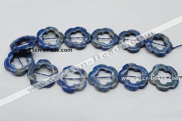 CFG41 15.5 inches 35mm carved flower lapis lazuli gemstone beads