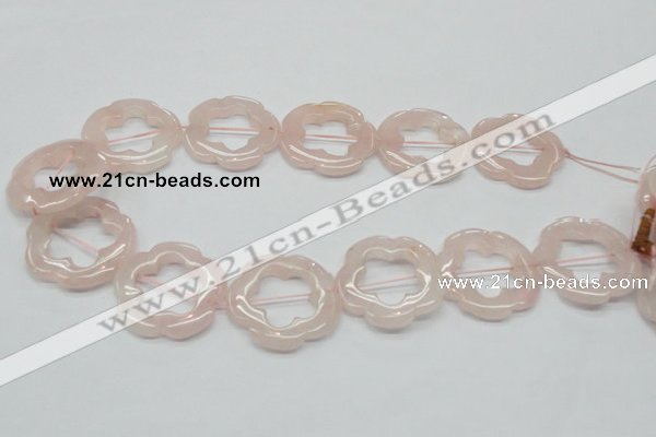 CFG42 15.5 inches 35mm carved flower rose quartz beads wholesale