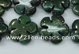 CFG452 15.5 inches 20mm carved flower green iron stone beads