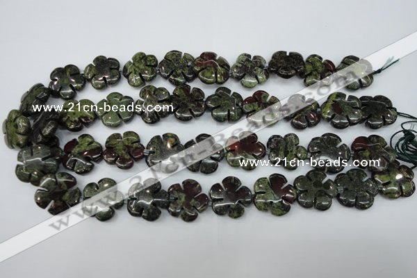 CFG456 15.5 inches 20mm carved flower dragon blood jasper beads