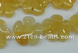 CFG457 15.5 inches 20mm carved flower yellow jade beads