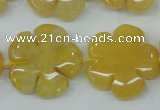 CFG458 15.5 inches 24mm carved flower yellow jade beads