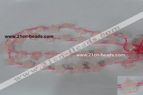 CFG507 15.5 inches 15*15mm carved flower rose quartz beads