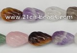 CFG51 15.5 inches 10*16mm carved teardrop mixed gemstone beads