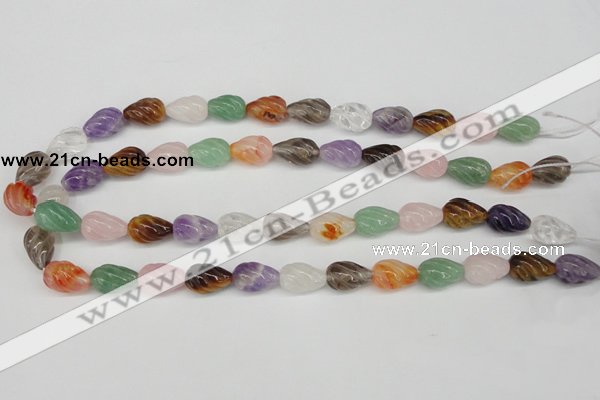 CFG51 15.5 inches 10*16mm carved teardrop mixed gemstone beads