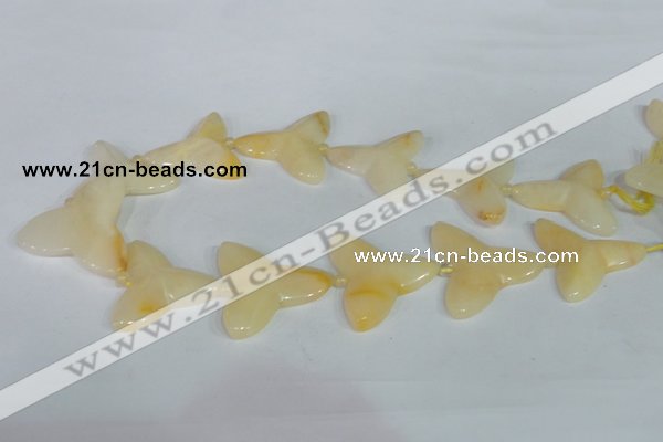 CFG521 15.5 inches 34*37mm carved flower yellow aventurine beads