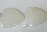 CFG525 15.5 inches 25*25mm carved triangle white jade beads