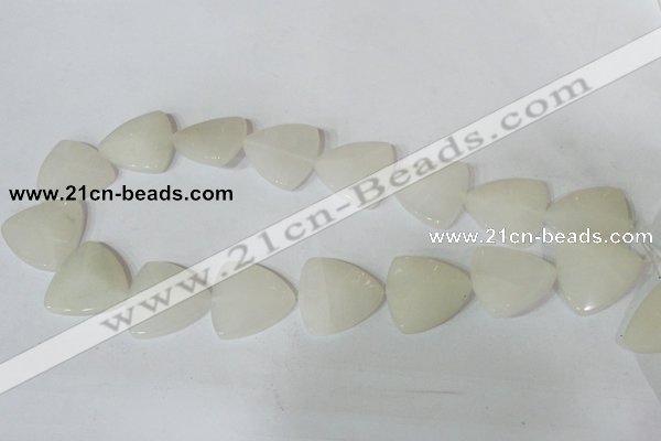 CFG525 15.5 inches 25*25mm carved triangle white jade beads