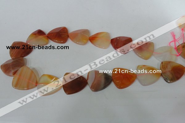 CFG528 15.5 inches 25*25mm carved triangle agate gemstone beads