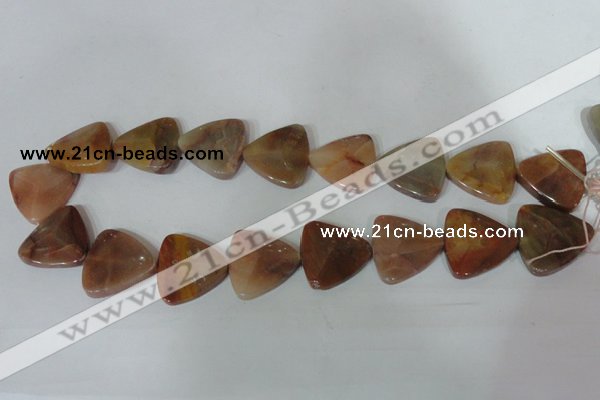 CFG529 15.5 inches 25*25mm carved triangle agate gemstone beads