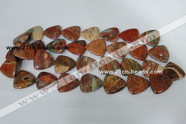 CFG533 15.5 inches 25*25mm carved triangle brecciated jasper beads