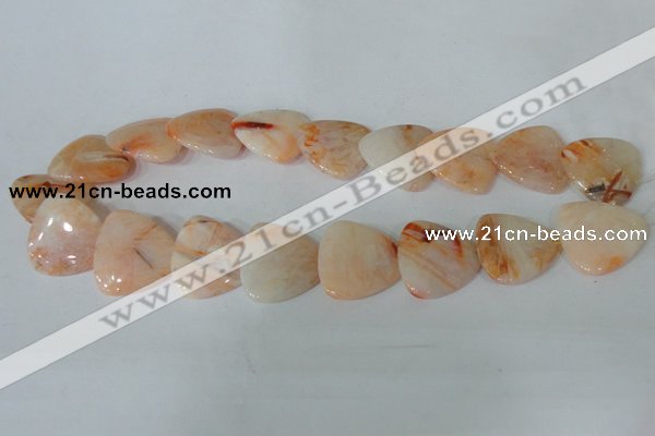 CFG536 15.5 inches 25*25mm carved triangle bamboo leaf agate beads