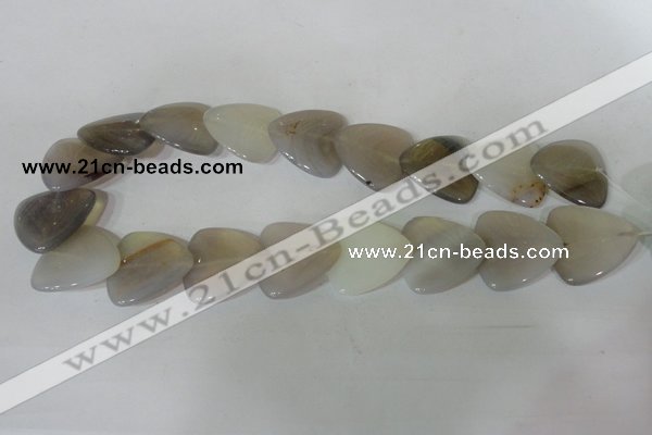 CFG538 15.5 inches 25*25mm carved triangle grey agate beads