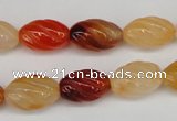 CFG54 15.5 inches 10*16mm carved rice agate gemstone beads