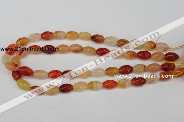 CFG54 15.5 inches 10*16mm carved rice agate gemstone beads