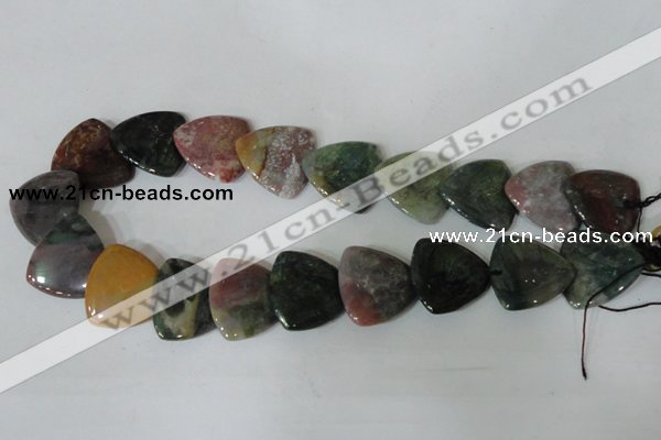 CFG540 15.5 inches 25*25mm carved triangle Indian agate beads