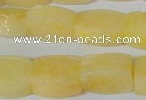 CFG547 15.5 inches 15*20mm carved brick yellow jade beads