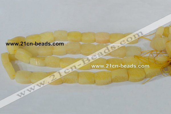 CFG547 15.5 inches 15*20mm carved brick yellow jade beads