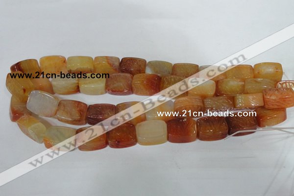 CFG549 15.5 inches 15*20mm carved brick red agate beads