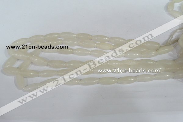 CFG551 15.5 inches 8*20mm carved rice white jade beads