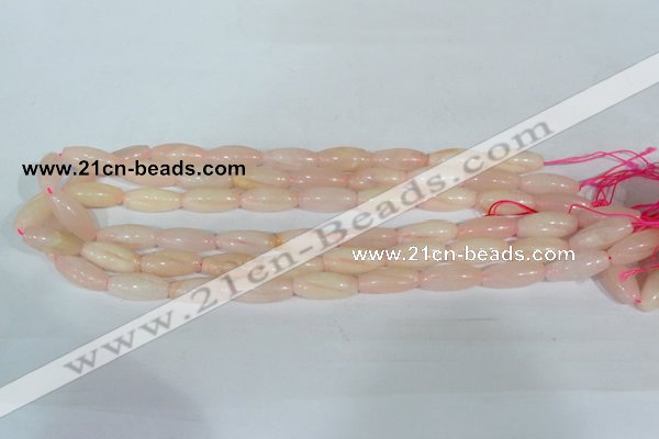 CFG553 15.5 inches 8*20mm carved rice rose quartz beads