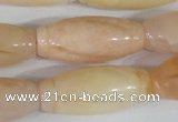 CFG555 15.5 inches 15*35mm carved rice pink aventurine beads