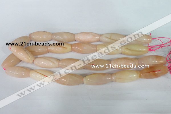 CFG555 15.5 inches 15*35mm carved rice pink aventurine beads