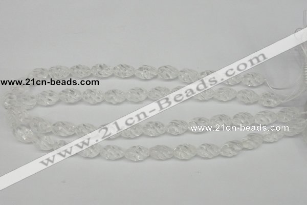 CFG56 15.5 inches 10*16mm carved rice white crystal gemstone beads