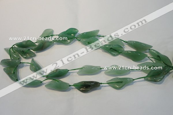 CFG562 15.5 inches 14*28mm carved trumpet flower green aventurine beads