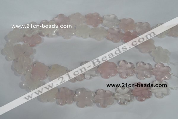 CFG652 15.5 inches 20mm carved flower rose quartz beads