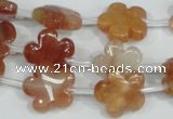 CFG654 15.5 inches 15mm carved flower red quartz beads