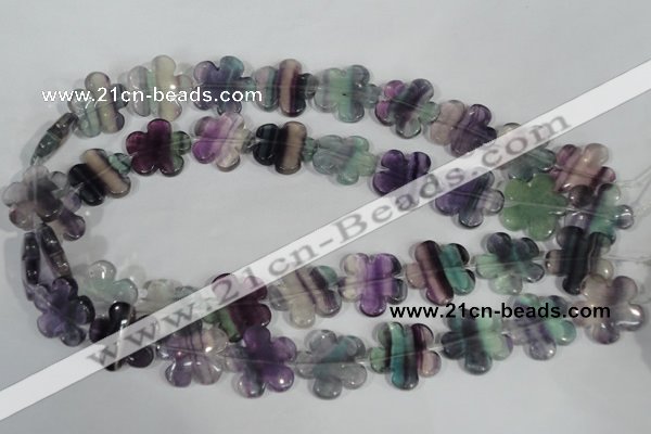 CFG661 15.5 inches 20mm carved flower fluorite gemstone beads