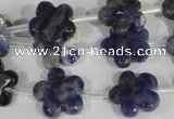 CFG669 15.5 inches 15mm carved flower sodalite gemstone beads