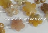 CFG672 15.5 inches 15mm carved flower agate gemstone beads