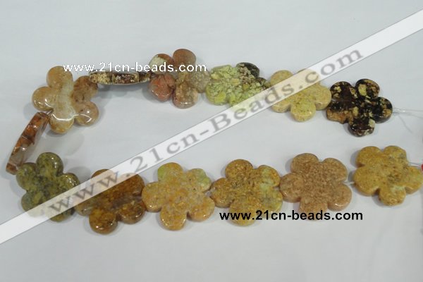 CFG674 15.5 inches 30mm carved flower agate gemstone beads