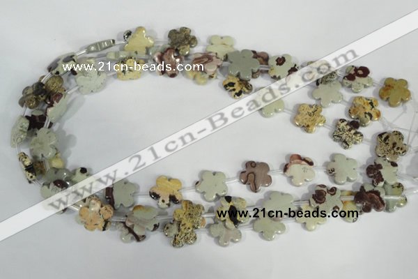 CFG687 15.5 inches 15mm carved flower artistic jasper beads