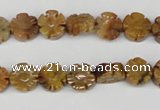 CFG69 15.5 inches 10mm carved flower yellow tiger eye gemstone beads