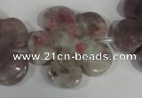 CFG692 15.5 inches 30mm carved flower lilac jasper beads