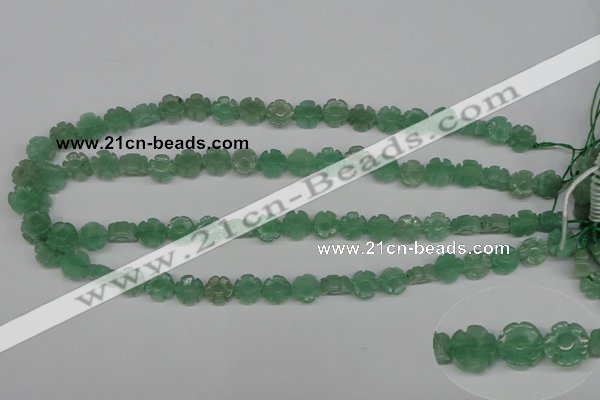 CFG70 15.5 inches 10mm carved flower green aventurine beads