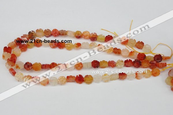 CFG71 15.5 inches 10mm carved flower agate gemstone beads