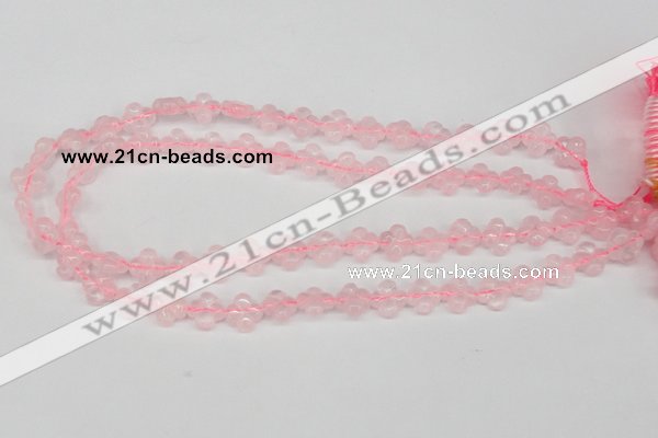 CFG72 15.5 inches 11*11mm carved flower rose quartz gemstone beads