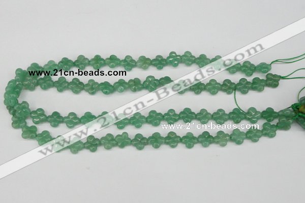 CFG74 15.5 inches 11*11mm carved flower green aventurine beads