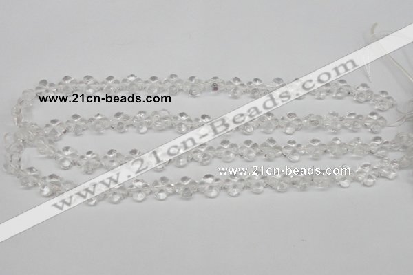 CFG75 15.5 inches 11*11mm carved flower white crystal beads