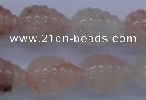 CFG750 15.5 inches 15*20mm carved teardrop natural pink quartz beads